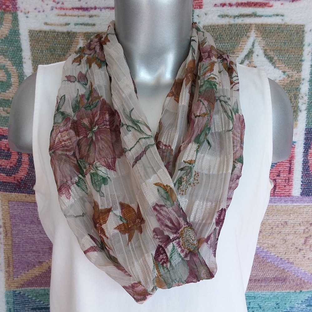 Floral and Metallic Oblong Scarf